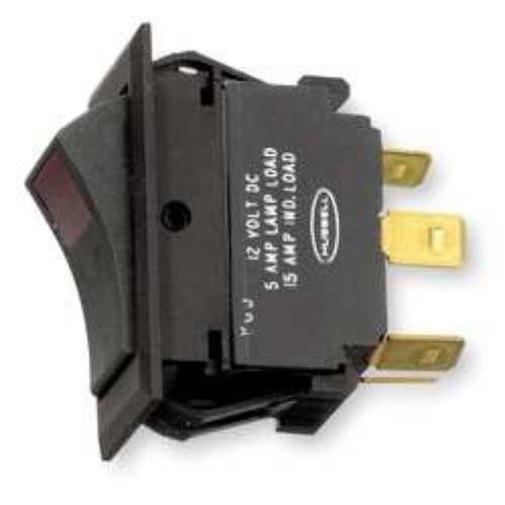 Hubbell MR123LRSP Rocker Switch Single Pole Double Throw 12 VDC Black