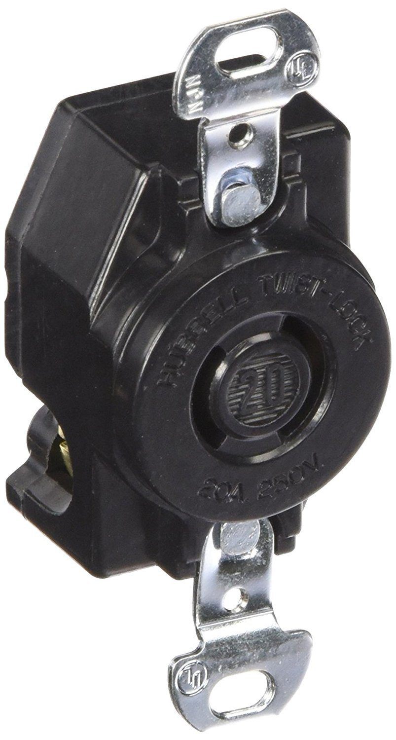 Hubbell Wiring Systems HBL7210B Twist-Lock Single Receptacle, 20 Amp