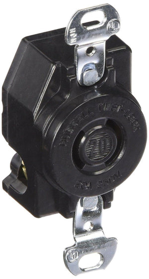 Hubbell Wiring Systems HBL7210B Twist-Lock Single Receptacle, 20 Amp, 250VAC, 2 Pole, 2 Wire, Black Hardware > Power & Electrical Supplies Hubbell 
