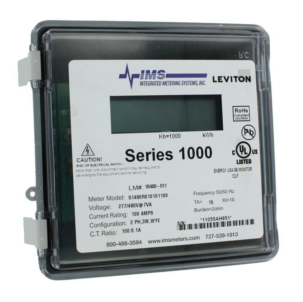 Leviton 1R480-11 Series 1000, Dual Element Meter, 277/480V, 2PH, 3W, 100:0.1A Hardware > Power & Electrical Supplies Leviton 